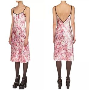 NWT Marina Moscone Tech Slip Dress Silk Blend Y2K Lace Trim Pink Multi Sz 6